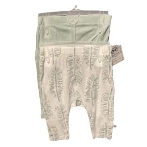 Adorable 0-3 Months Green Nature Leaf Organic‎ Cotton 2 Pack Pants NWT Boy Girl